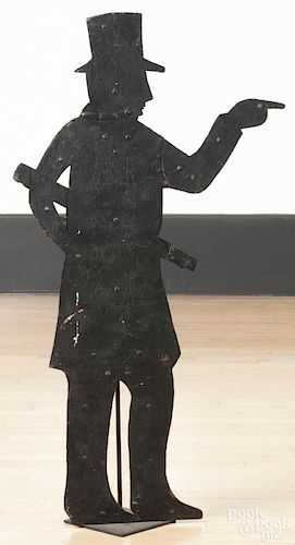 Painted sheet iron weathervane, 20th c., of a gentleman with a spyglass, 38 1/4'' h.