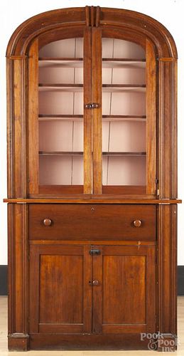 Cherry and pine two-part cupboard, early 19th c., 93'' h., 46 3/4'' w.