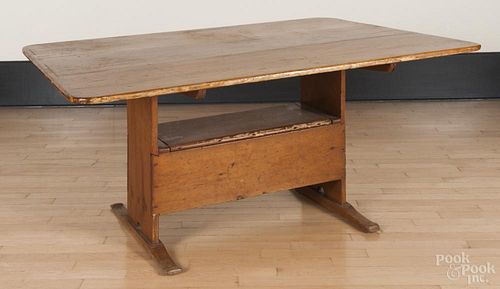 Pine shoe foot bench table, 19th c., 26 1/2'' h., 55'' w., 41'' d.