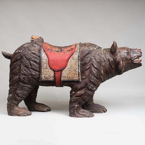 Large Continental Carved and Polychromed Figure of a Bear