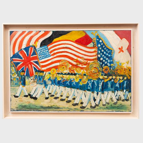 20th Century School: Marching Band with the American Flag