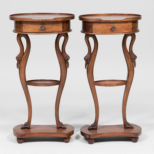 Pair of Empire Style Provincial Fruitwood Side Tables