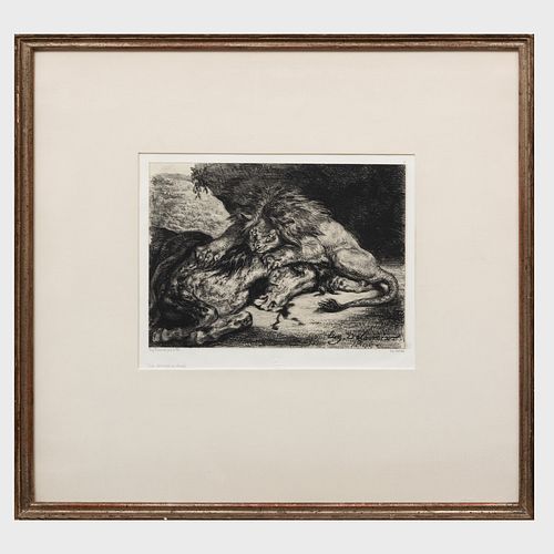 EugÃ¨ne Delacroix (1798-1863): Lion dÃ©vorant un cheval