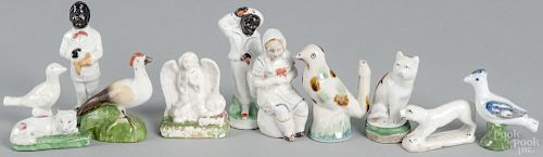 Ceramic figures, animal whistles, etc., tallest - 4''.