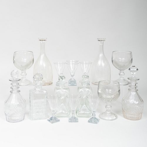 Group of Colorless Glass Drinkware