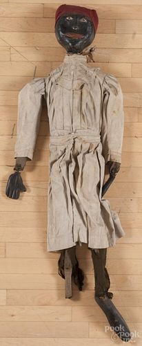 Wood, papier-mâché, and cloth figure of a black mammy, early 20th c., 50'' h.