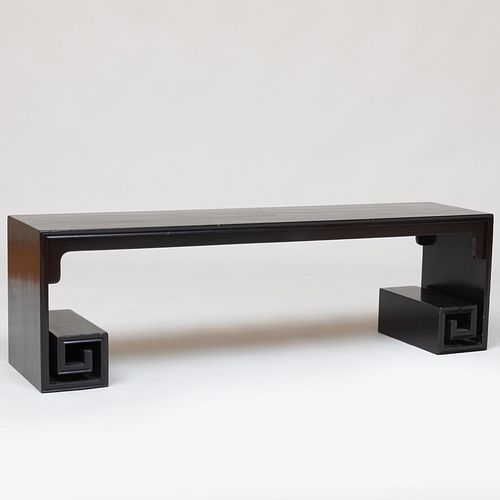 Long Chinese Black Lacquer Low Table