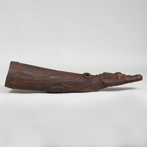 Carved Alligator Form Horn
