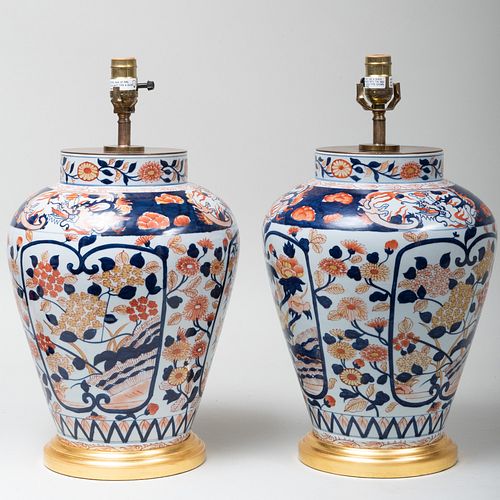Pair of Imari Style Jars Mounted as Lamps
