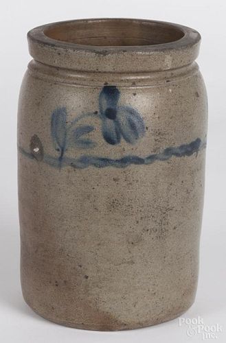 Pennsylvania stoneware jar, 19th c., with floral spray, 9'' h.