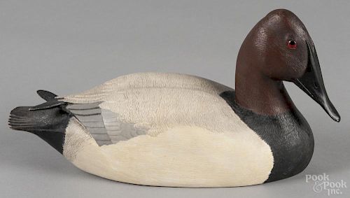 Landisville, Pennsylvania carved and painted canvasback duck decoy, signed (Jeff) Benes, dated