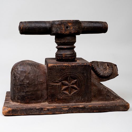 Two East Asian Carved Wood Noodle Presses