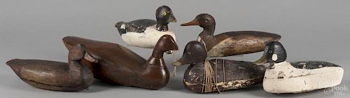 Six carved and painted duck decoys, early/mid 20th c., longest - 16''.