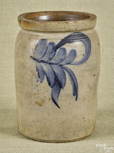 Pennsylvania stoneware crock, 19th c., with cobalt decoration, 8 1/2'' h.