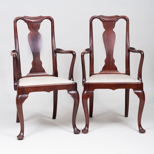Pair of George II Style Mahogany Armchairs