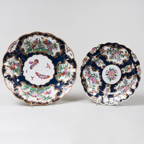 Two Worcester Porcelain 'Blue Scale' Lobed Plates