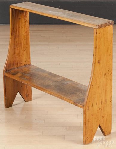 Pine bucket bench, late 19th c., 28 1/2'' h., 33'' w.
