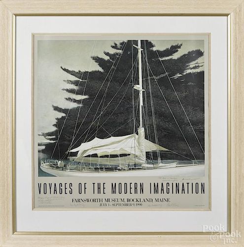 Andrew Wyeth, signed exhibition poster for Voyages of the Modern Imagination Farnsworth Museum 1990
