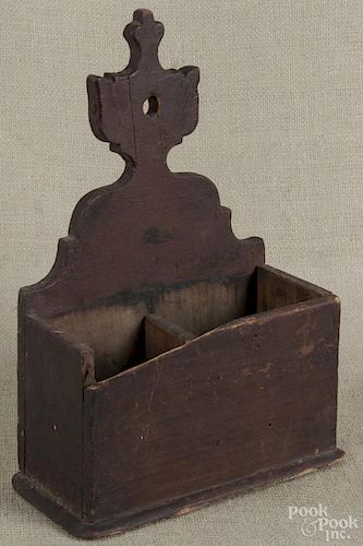 Pennsylvania hanging salt box, 19th c., retaining old red surface, 14 1/4'' h., 9 1/4'' w.