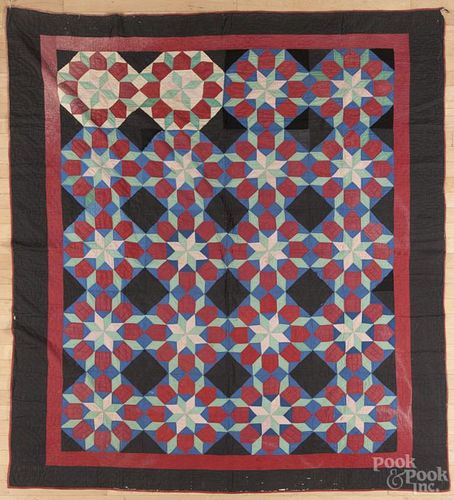 Ohio Mennonite broken star quilt, 19th c., 74'' x 84''.