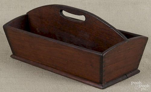 Walnut knife tray, 19th c., 5 3/4'' h., 13 1/2'' w., 7'' d.