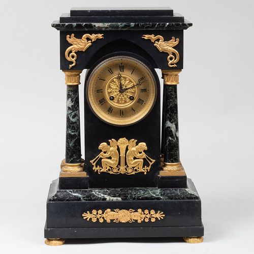 Empire Ormolu-Mounted Marble Mantle Clock