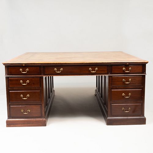 George III Style Mahogany Partners Desk