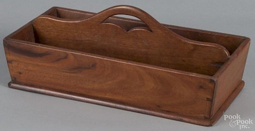 Walnut knife tray, 19th c., 5 3/4'' h., 16'' w., 8'' d.