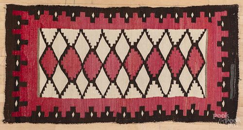 Native American woven rug, early 20th c., 32'' x 65''.