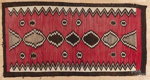 Native American woven rug, early 20th c., 37'' x 69''.