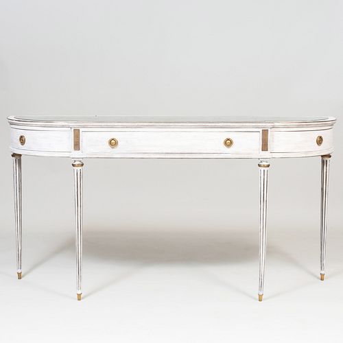 Louis XVI Style Brass-Mounted Painted Console with Verre Ã‰glomisÃ© Mirrored Top, of Recent Manufacture
