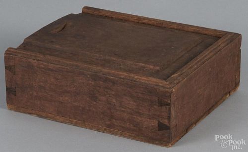Pennsylvania walnut and poplar slide lid box, 19th c., 3 3/4'' h., 11 5/8'' w., 10'' d.