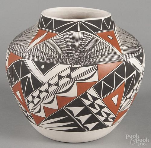 Acoma pottery olla, signed F.S., 11'' h.