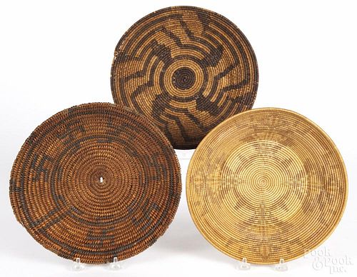 Three Southwest Native American basketry trays, early 20th c., 9 3/4'' dia.