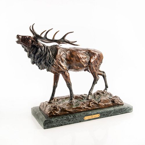Large Bronze Elk Sculpture By Pierre J Mene