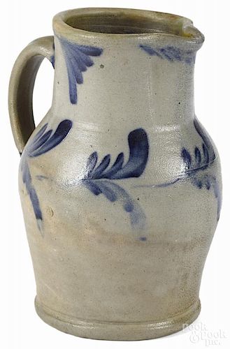 Pennsylvania stoneware pitcher, 19th c., with cobalt floral decoration, 10 1/2'' h.