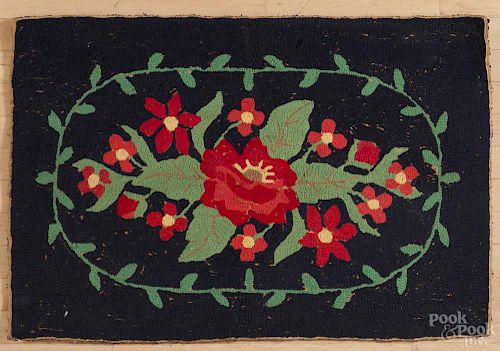 American hooked rug, early 20th c., 25'' x 38''.