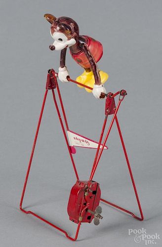 Line-mar Mickey Mouse wind-up acrobat toy, 8 1/2'' h.