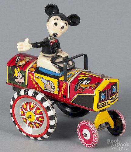 Marx tin wind-up Mickey Mouse crazy car, 6 1/4'' h., 5 1/2'' w.