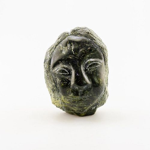 Inuit Soapstone/Regional Stone Figurine Sculpture, Native Woman Head