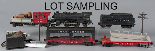 Lionel steam freight train set with accessories.