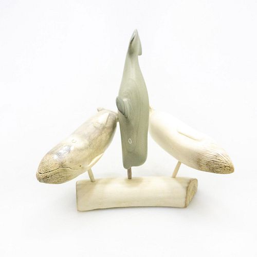 Inuit Tribal Soapstone/Regional Stone Figurine Group, Arctic Whales