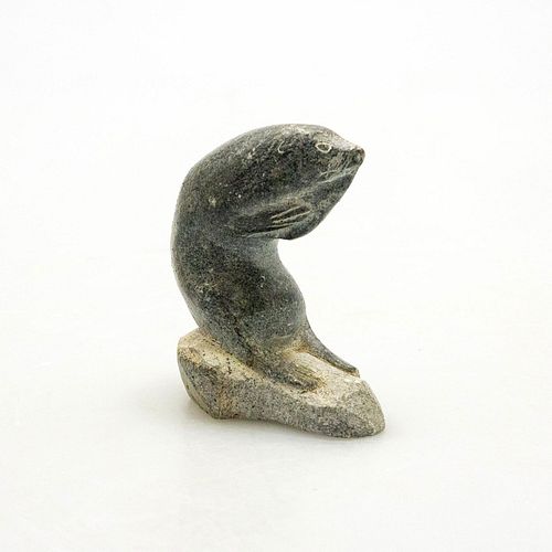 Inuit Tribal Soapstone/Regional Stone Figurine Sculpture, Sea Lion Seal