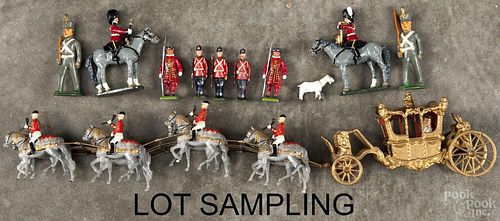 Lead and metal soldiers and figures, to include Britain's eight-horse state coach.
