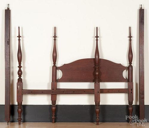 New England stained maple tall post bed, early 19th c., 63'' h., 53'' w., 78'' d.