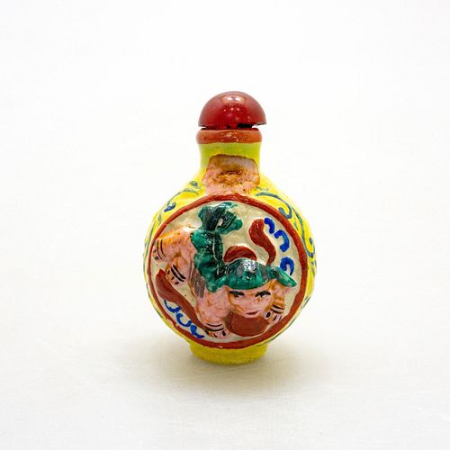 Chinese Vintage Snuff Bottle, Foo Guardian Lions
