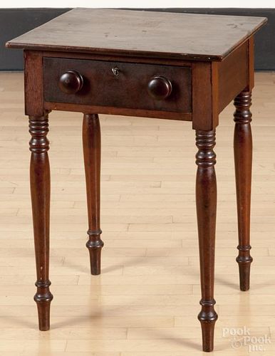 Sheraton mahogany one-drawer stand, ca. 1830, 29'' h., 21'' w.