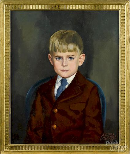 William Crowder (American 20th c.), three oil on canvas portraits