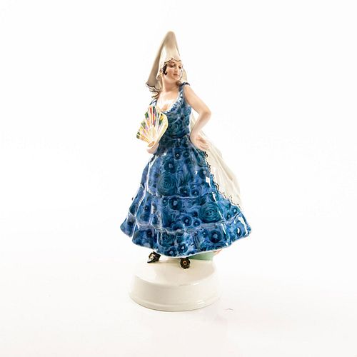 Goldscheider Figurine Blue Floral Dress Spanish Dancer With Fan