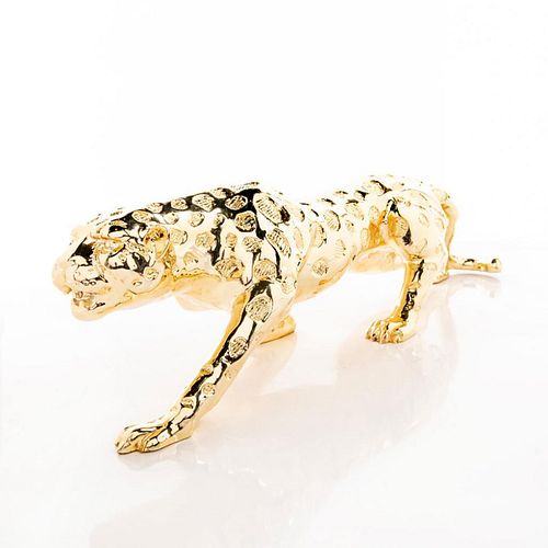 Modern Art Gold Animal Statue, Jaguar